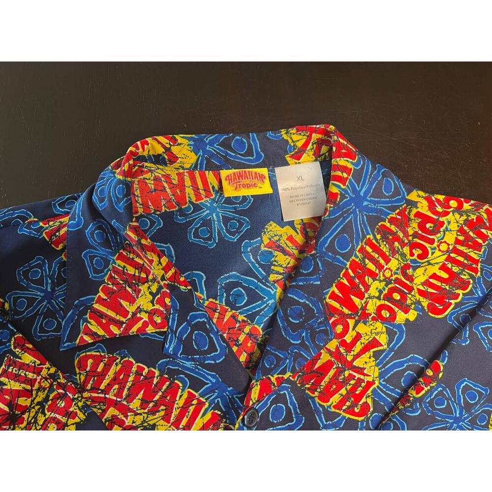 Vintage Hawaiian Tropic Logo Short Sleeve Button Down Aloha Shirt - Mens XL
